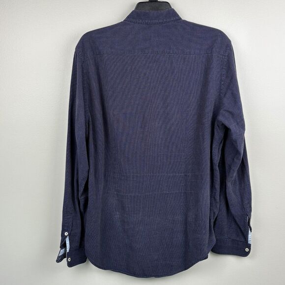 Zara man long sleeve men’s large button up shirt, slim fit blue pattern detailed - Picture 4 of 7